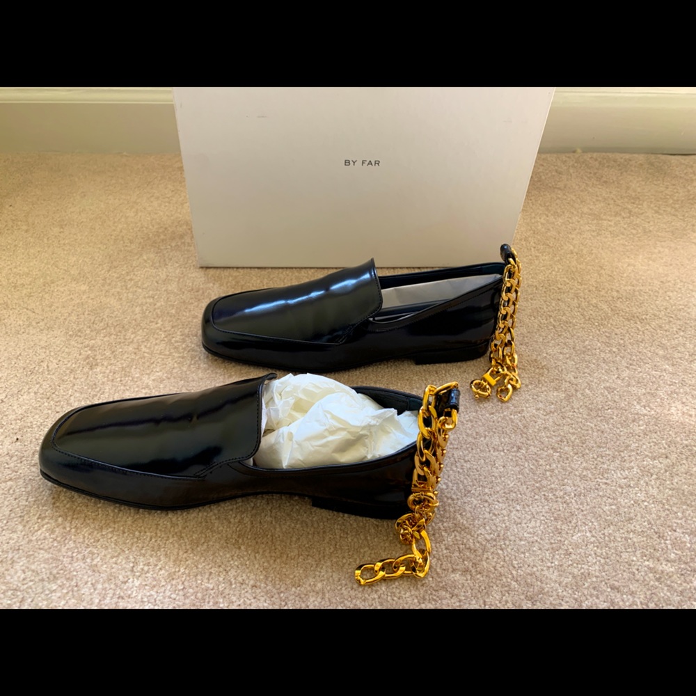 New By Far Black Loafers